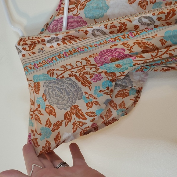 Sea Lustre Sunny Days Floral High-Low Dress Size S/M Plunging V-Neck Tie Chest - Picture 5 of 13